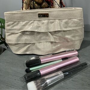 Mally Beauty Gold Makeup Bag with Brush Set